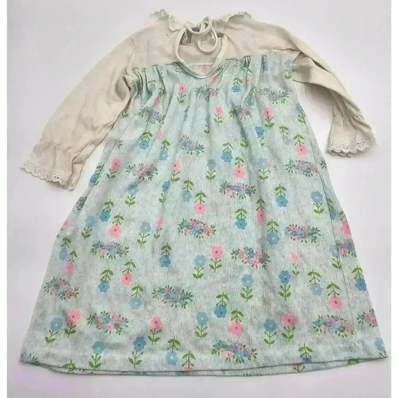 Vtg Baby Girl Blue Lot 0-2 yr One Piece Sleepers & Dress with Checkered Bonnet - Picture 11 of 16